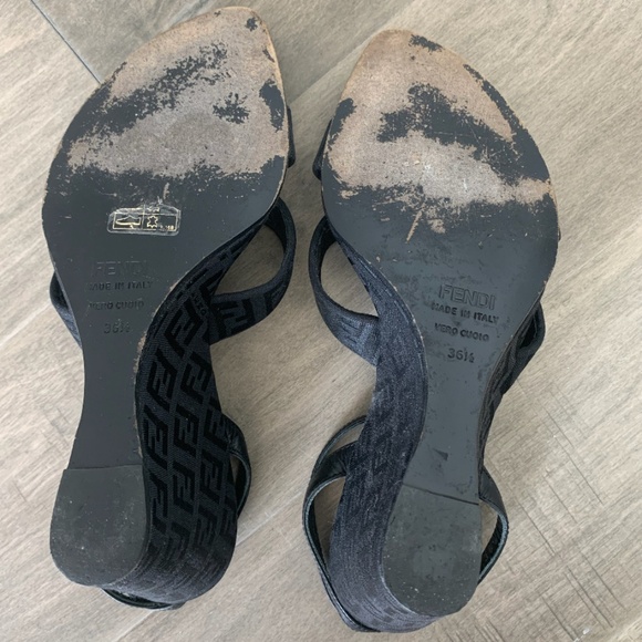 Vintage Fendi Logo Wedge Sandal with Ankle Strap - Picture 10 of 11